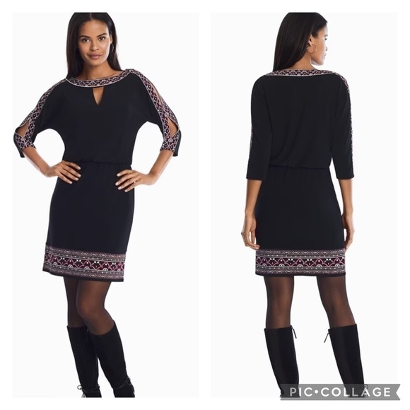 White House Black Market Dresses & Skirts - WHBM Slit Sleeve Embroidered Blouson Dress